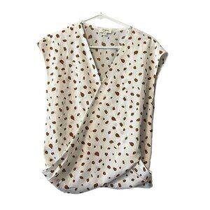 Umgee USA Sheer Crossover Snap Front Top Size Small Boho Animal Print‎ Peasant